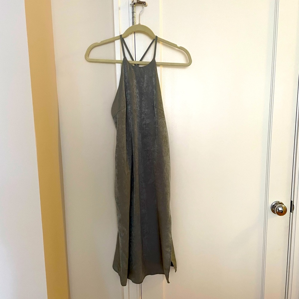 LIKE NEW midi-length, razor-back, olive green sundress. In perfect condition.